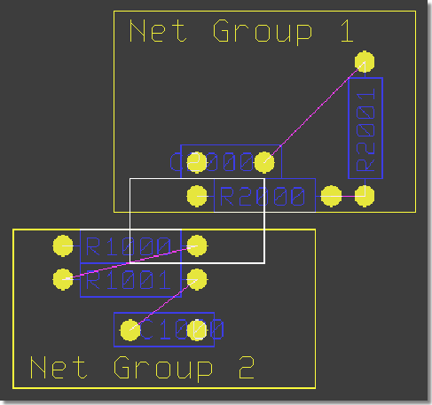 BAE HighEnd Version 5.4: Design Rule Check - Minimum Distance Check between Net Groups